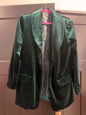 INC International Concepts Dark Green Velvet Blazer